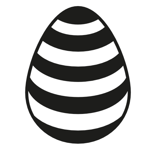 Easter egg with black and white straight stripes