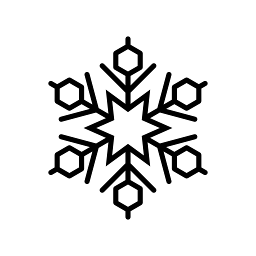 Snowflake with central star and lines with hexagons around it