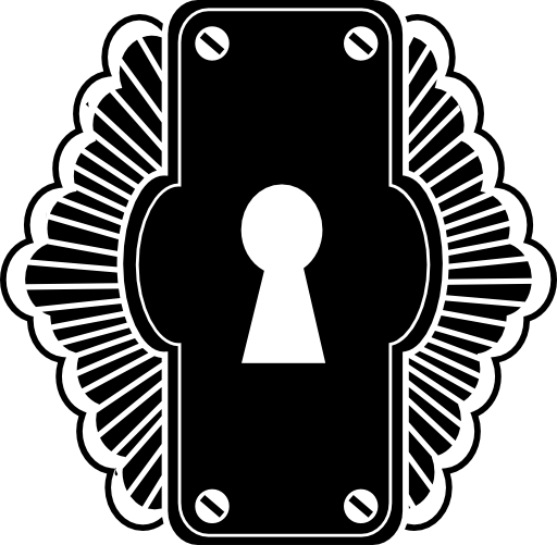 Keyhole in a rectangular vertical shape with ornaments at both sides