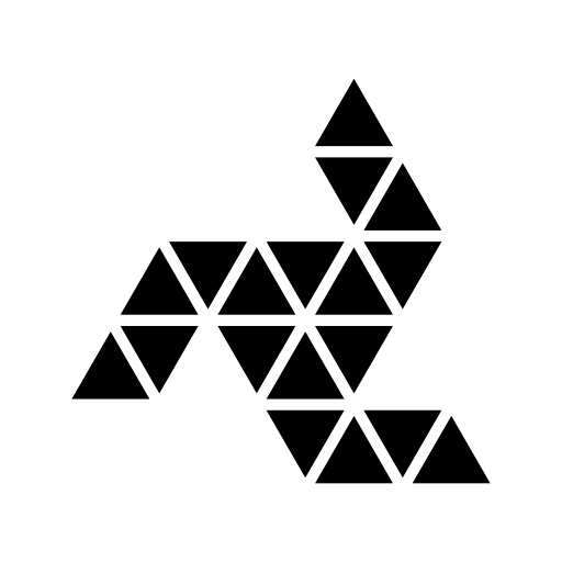 Ornamental rotating polygonal shape with three lines around an hexagon of small triangles