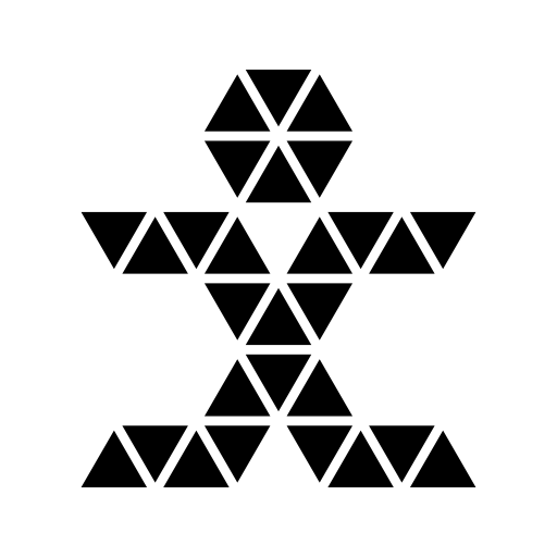 Polygonal human figure of small triangles