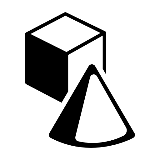 Cube and cone with shadows