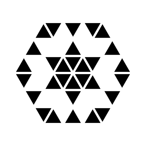 Polygonal hexagonal ornament of small triangles forming a six points star and an hexagon