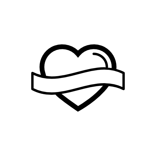 Heart shape outline with banner label