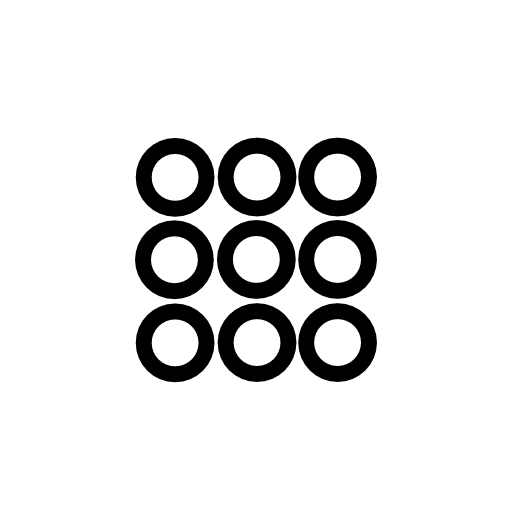 Nine small circles arranged in a square form
