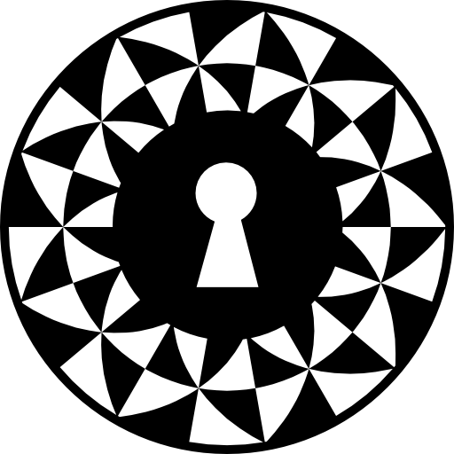 Keyhole in a circle of triangles decoration