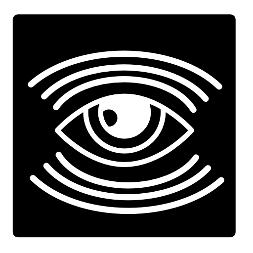 Eye surveillance symbol with many lines inside a square