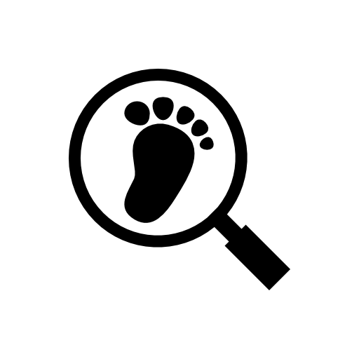Human feet footprint under magnifier