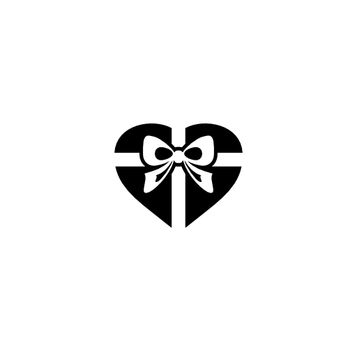 Gift box heart shaped with centered ribbon in cross