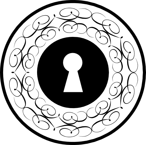 Keyhole circle with thin ornamental lines