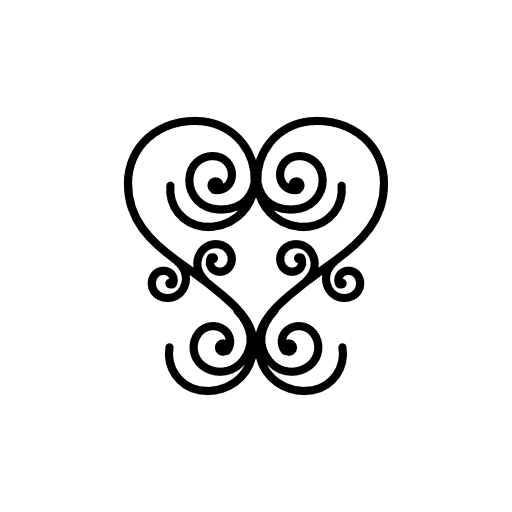 Floral design like a heart of symmetric spirals of thin lines