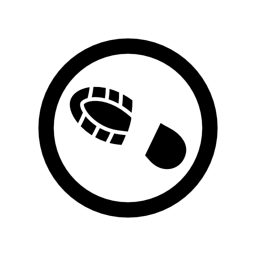 Human shoe footprint in a circle outline