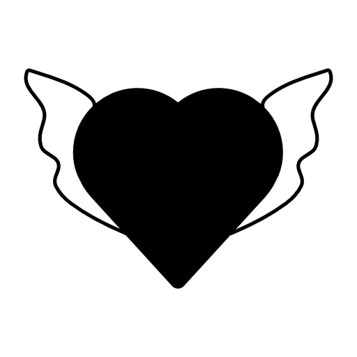 Heart shape silhouette with wings