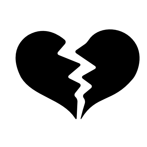 Broken heart shape in two pieces