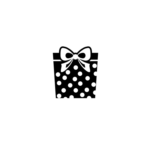 Gift square box with dots and ribbon