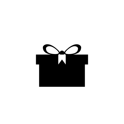 Giftbox of rectangular black shape with a ribbon on top
