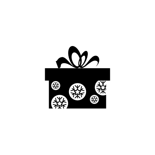 Giftbox with snowflakes and ribbon