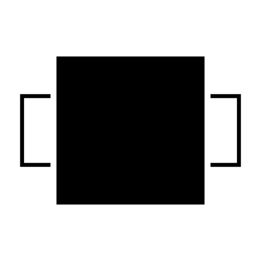 Front, black square shape with rectangles at both sides