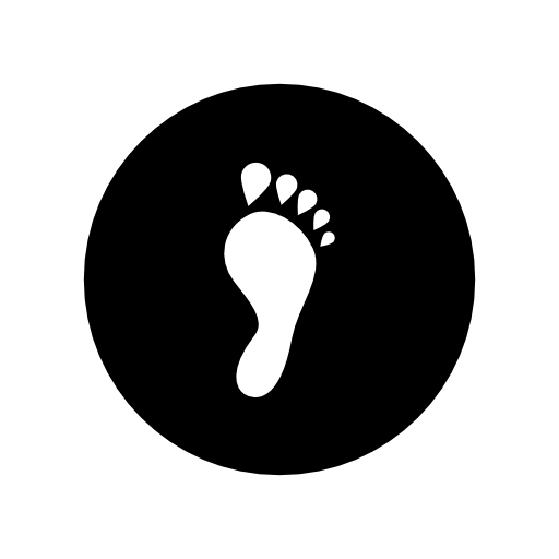 Footprint shape of a human feet inside a circle