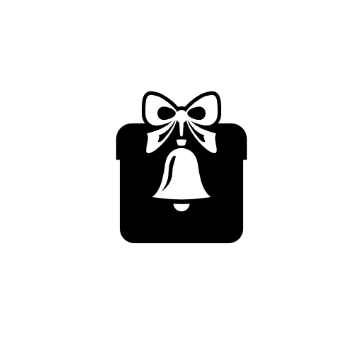 Gift box with ribbon and a bell for xmas