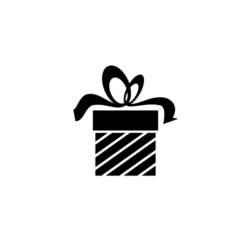Giftbox with thin diagonal stripes and a ribbon on top