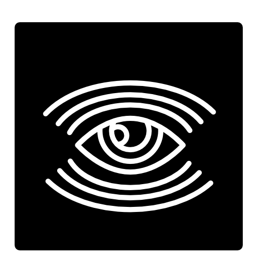 Surveillance eye symbol with many lines in a square shape