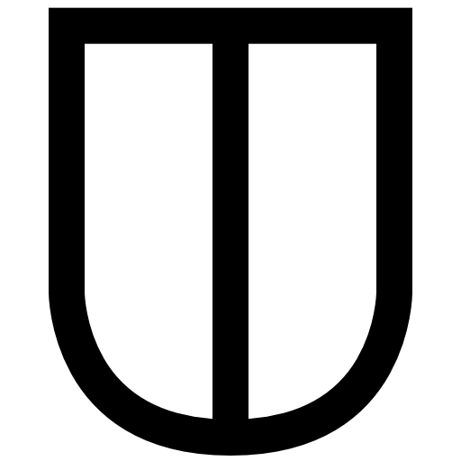 Shield white shape with a vertical middle line