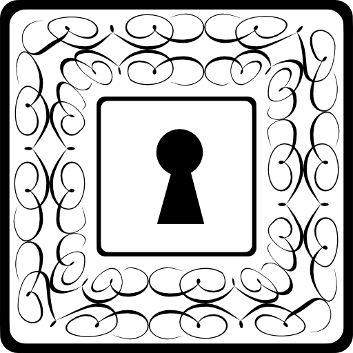 Keyhole in squares with thin delicate floral designs