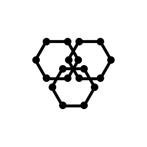 Three hexagons with dot corners