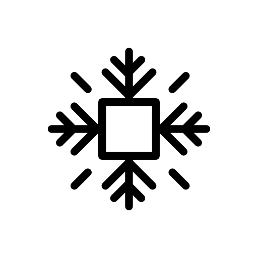 Snowflake shape with a central square with lines around