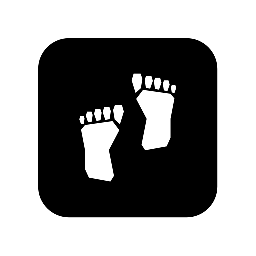 Feet footprints in a rounded black square