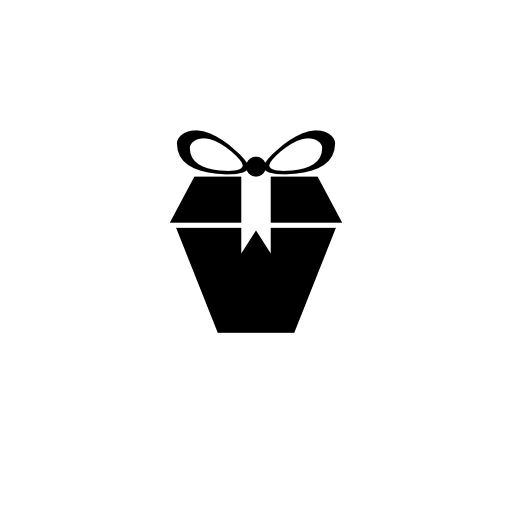 Gift box black shape in perspective with a ribbon on top