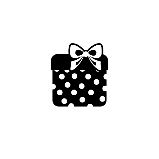Giftbox square shaped and dotted with ribbon
