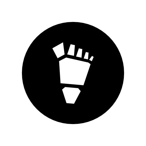 Foot print on circular black background