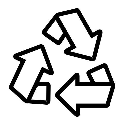 Three curved arrows resembling recycling symbol