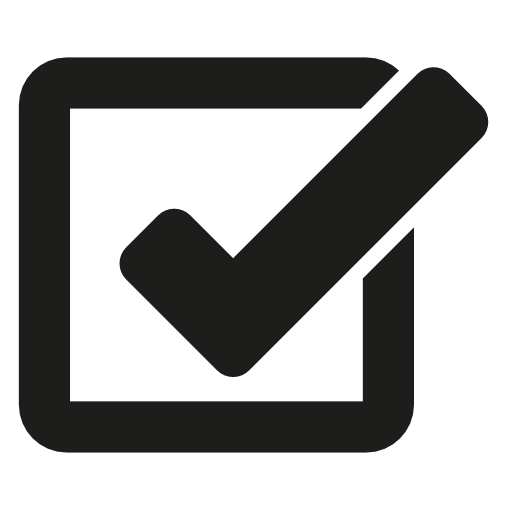 Verification symbol in a square box