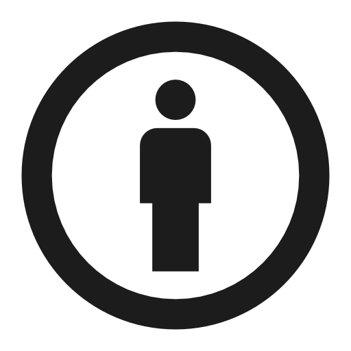 Creative commons license circular image with a standing person shape inside