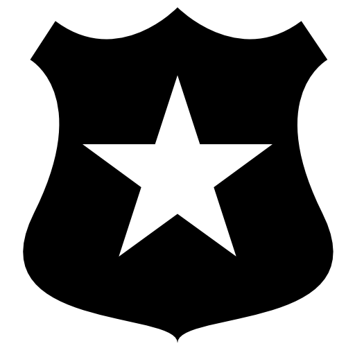Police shield with a star symbol
