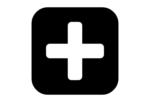 Plus symbol in a rounded black square