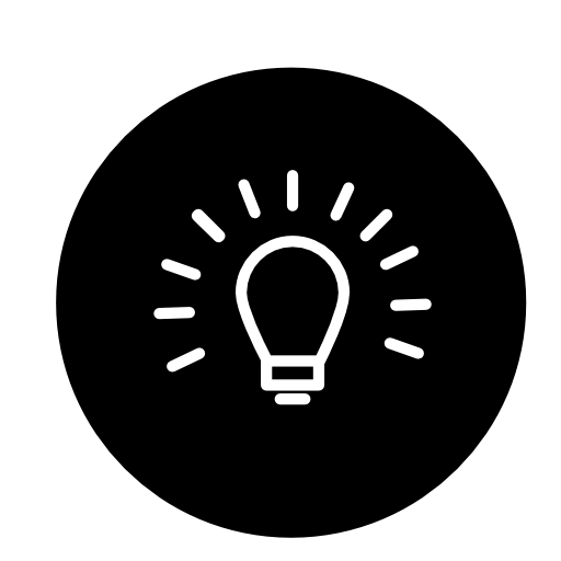 Light bulb outline sign inside a circle