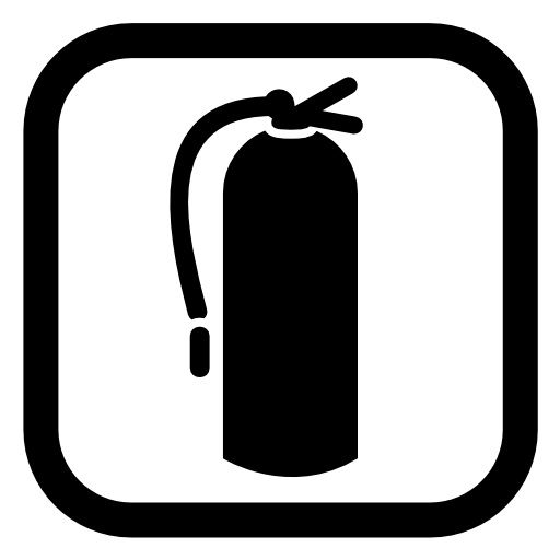 Fire extinguisher with a rounded square border