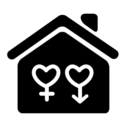 Home symbol with gender signs variant of hearts shape