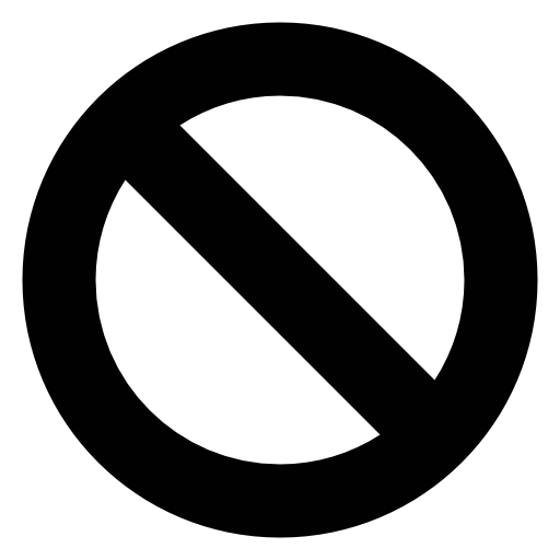 Prohibition symbol of a circle with a slash