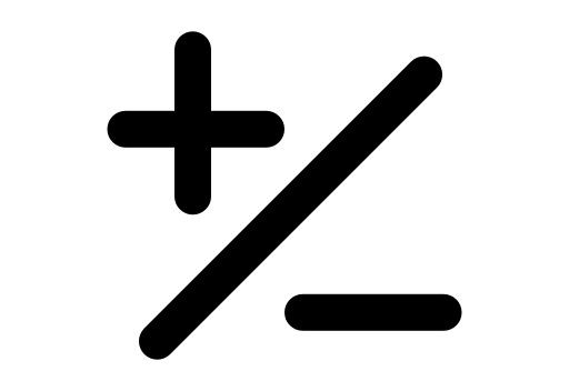 Mathematical basic signs of plus and minus with a slash