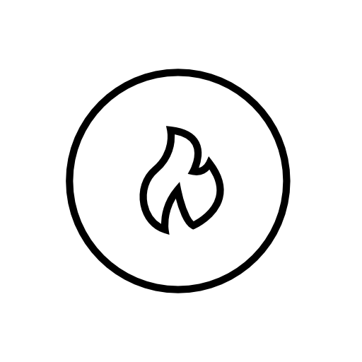 Fire flame inside a circular outline
