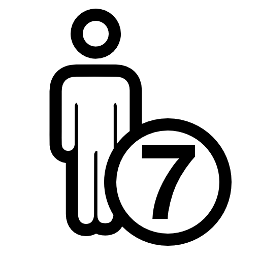 Seven persons or person number 7 symbol outline