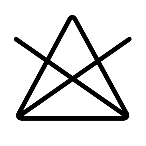 Washing option symbol of a triangle with a cross