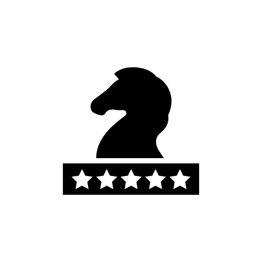 Horse head silhouette with five stars
