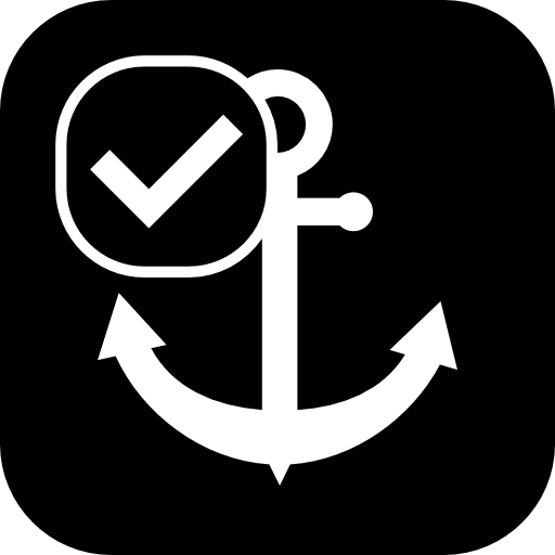 Ship anchor with check mark