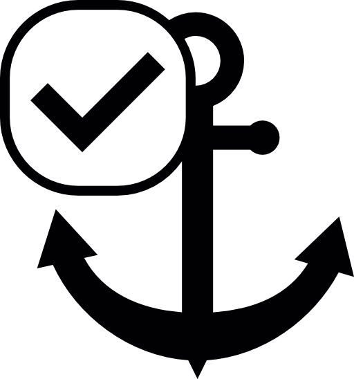 Ship anchor symbol with check mark